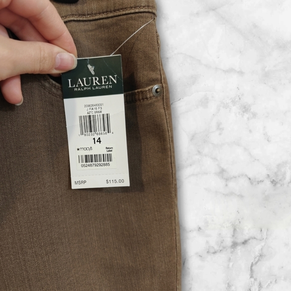 NWT Lauren Ralph Lauren Moto Pants Size 14 Brown Neutral - Picture 4 of 7